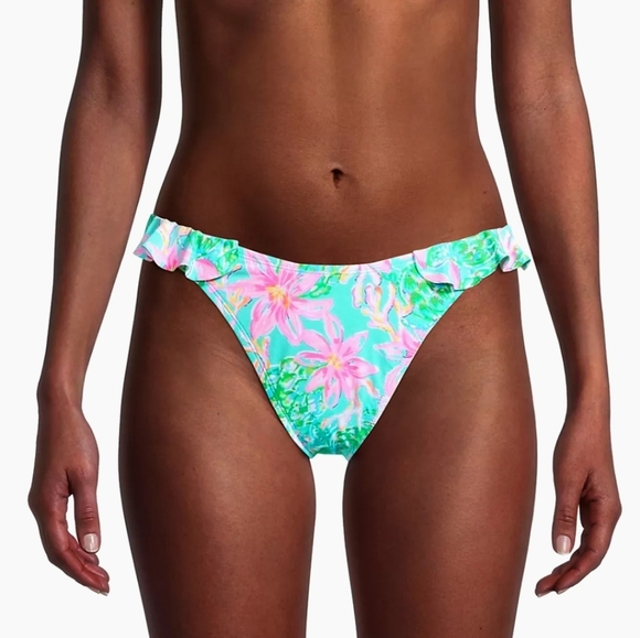 Lilly Pulitzer Light Blue Pink Mitra Bikini Bottom NWOT Size 0 - Picture 4 of 14